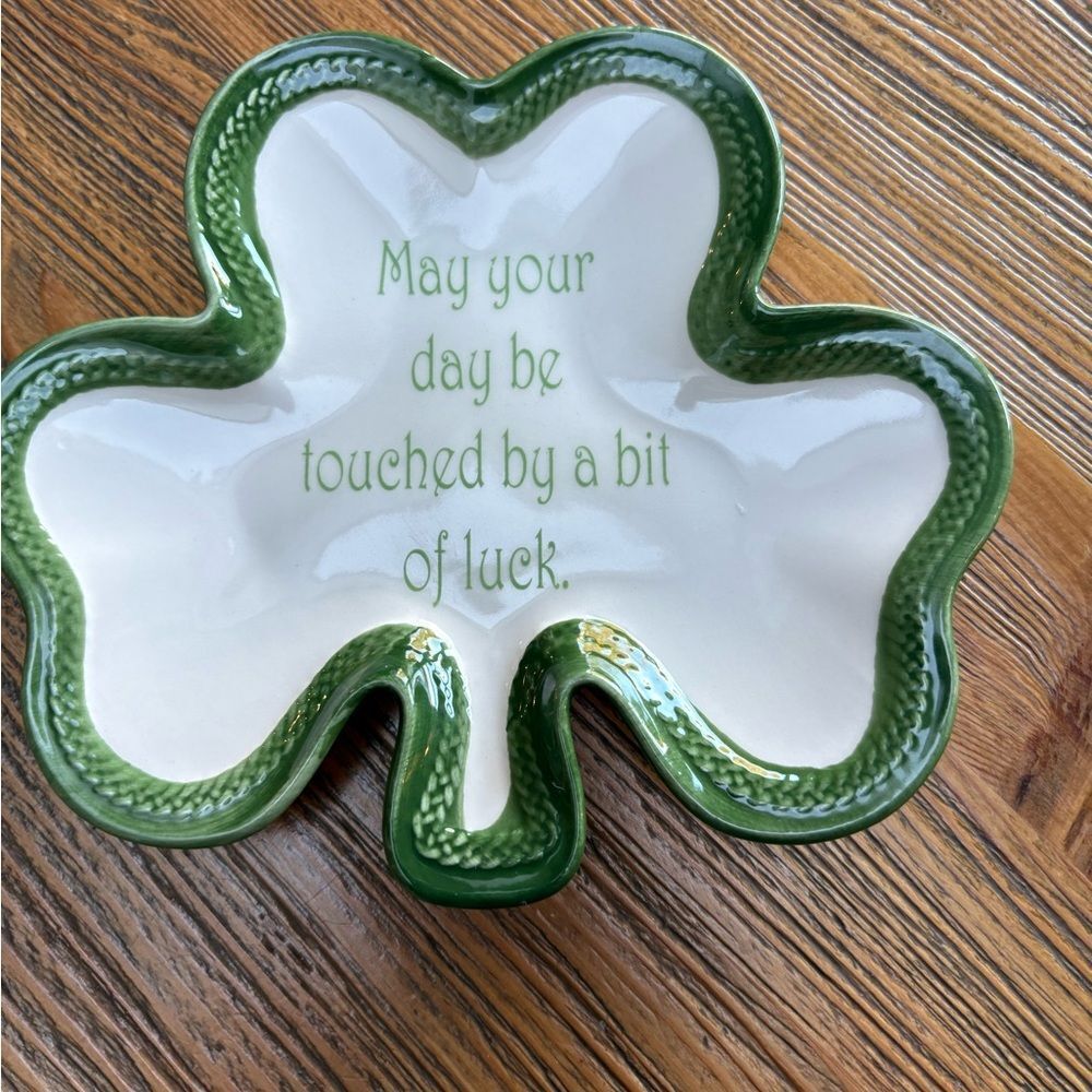Green Shamrock Decorative Dish